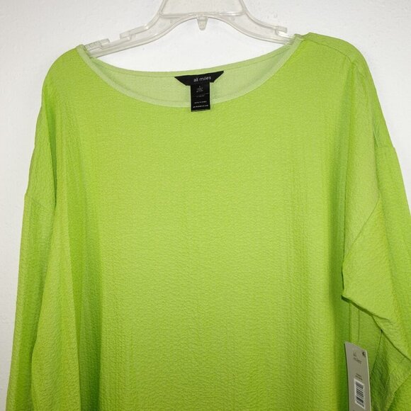 Ali Miles Tunic Top Women's Size L Green Colorful Boho Loose Fit Textured - Picture 2 of 10